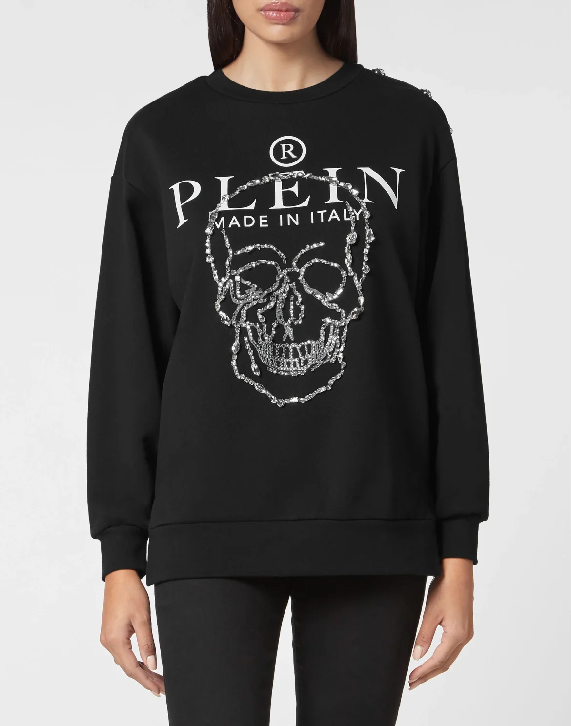 Sweatshirt LS Crystal Skull with Crystals, цвет: Черный