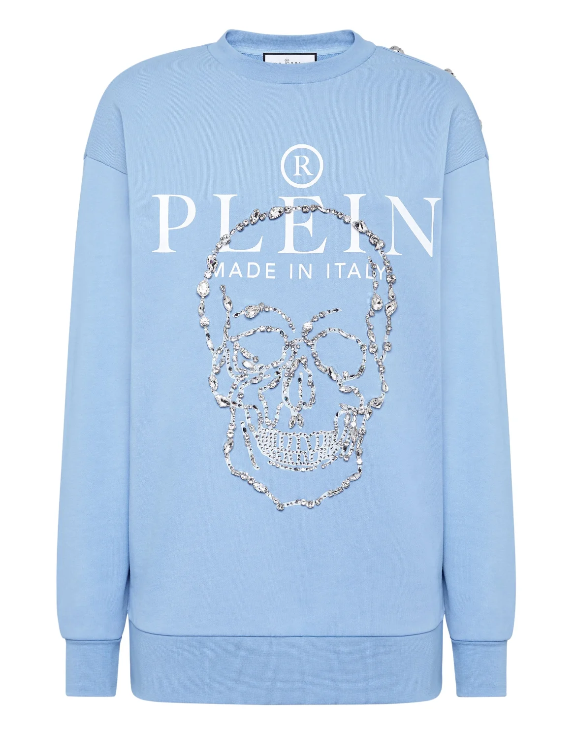 Sweatshirt LS Crystal Skull with Crystals, цвет: Голубой