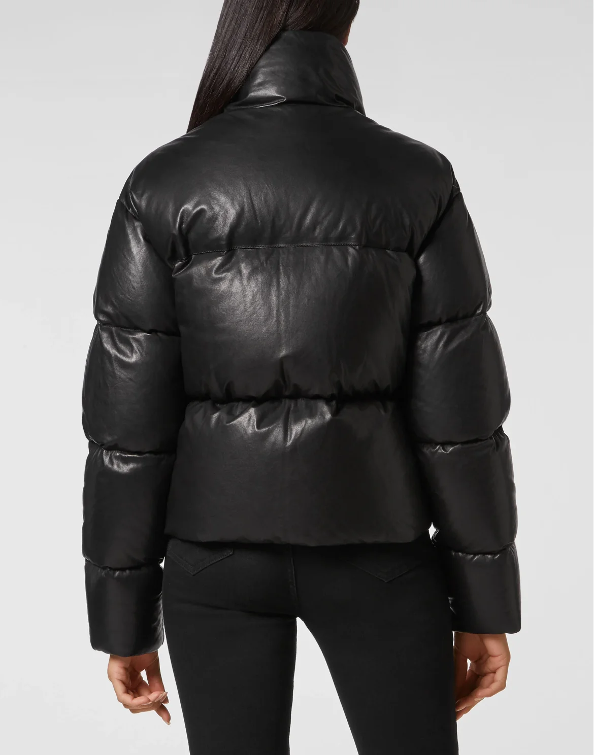 Leather Down Jacket, цвет: Черный