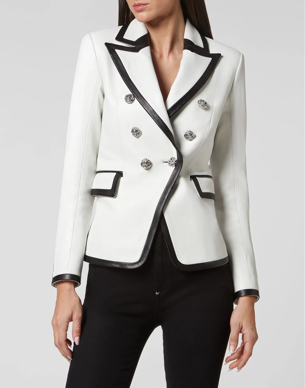 Padded Leather Blazer, цвет: Белый