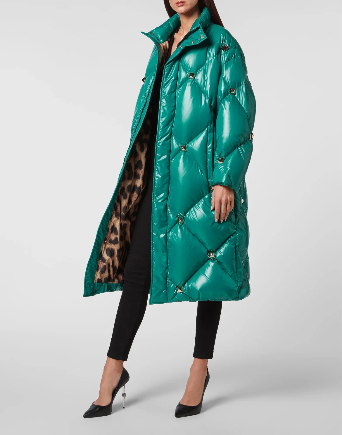 Long Puffer Jacket, цвет: Зеленый