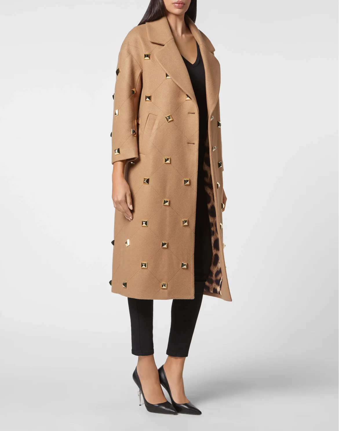 Oversize Coat Studs, цвет: Бежевый