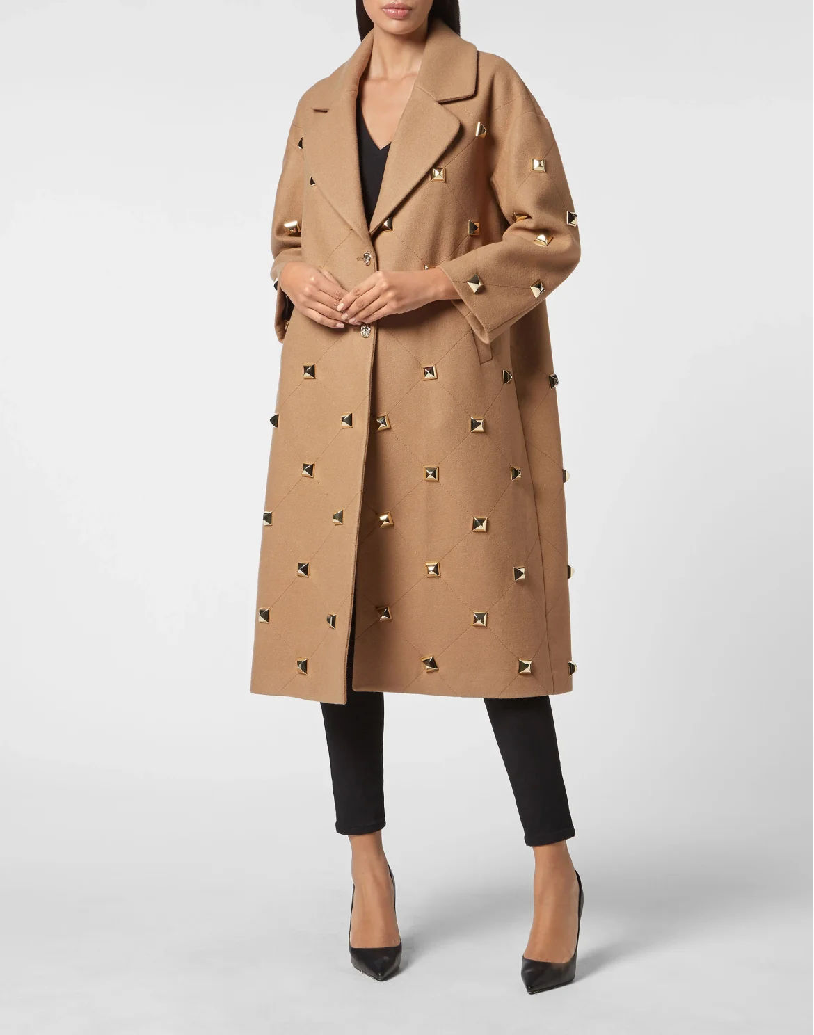 Oversize Coat Studs, цвет: Бежевый
