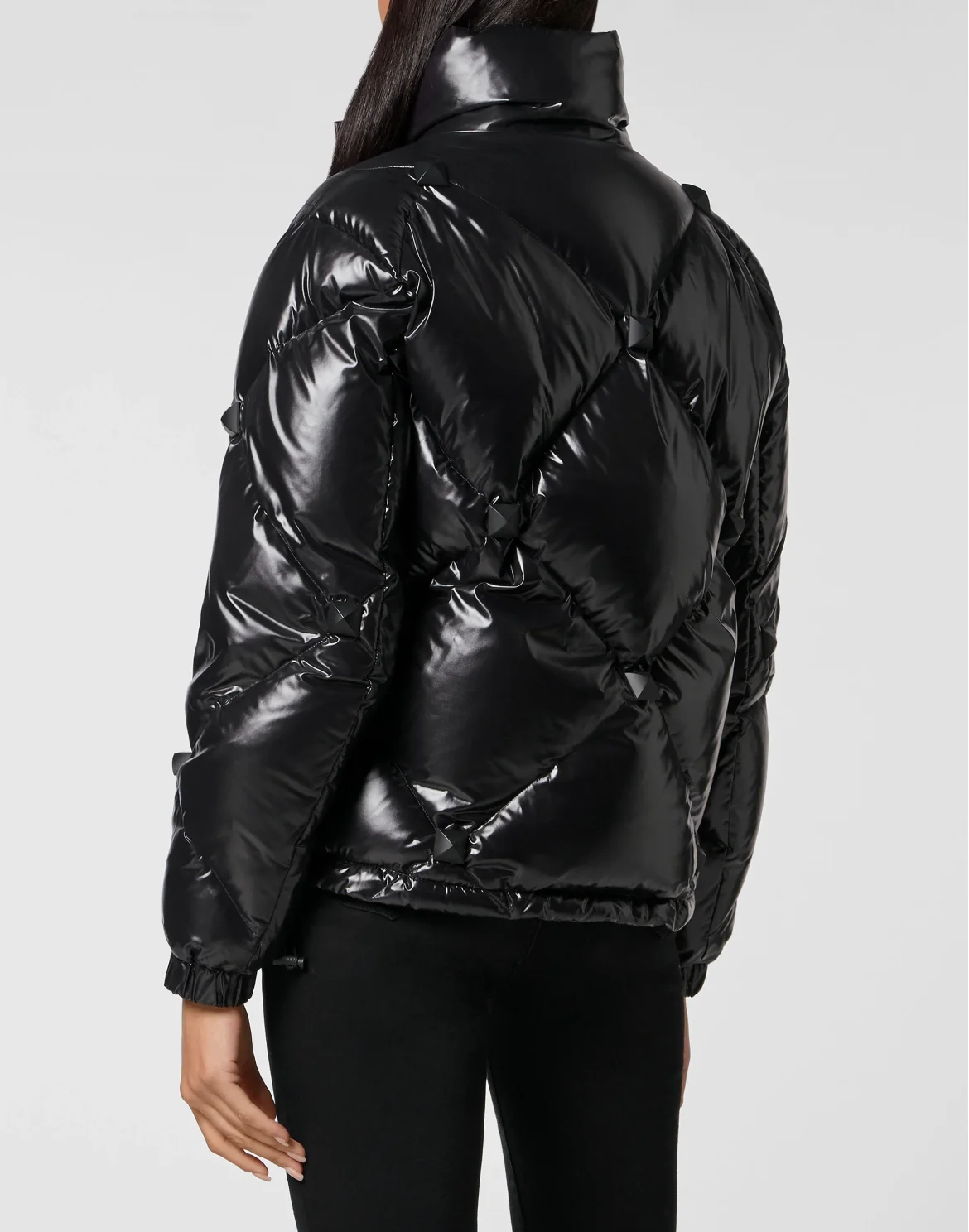 Short Puffer Jacket Nylon Rubber Matt, цвет: Черный