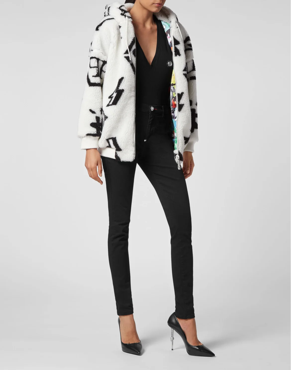 Eco fur Bomber Monogram, цвет: Белый