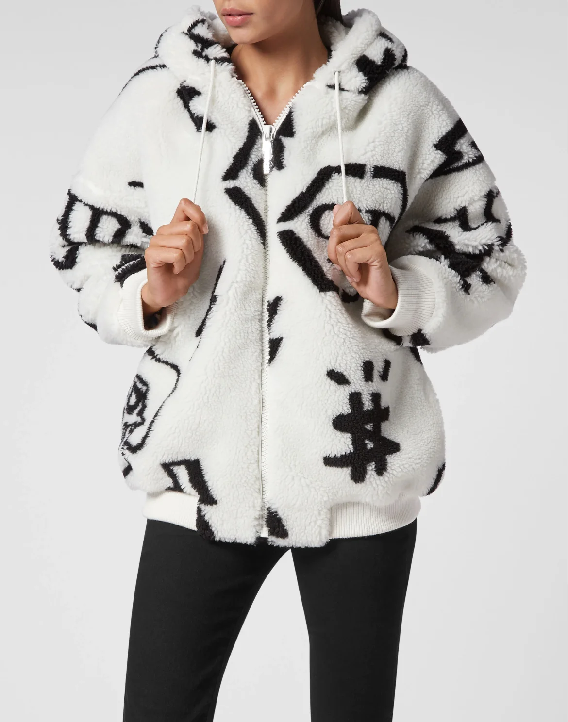 Eco fur Bomber Monogram, цвет: Белый