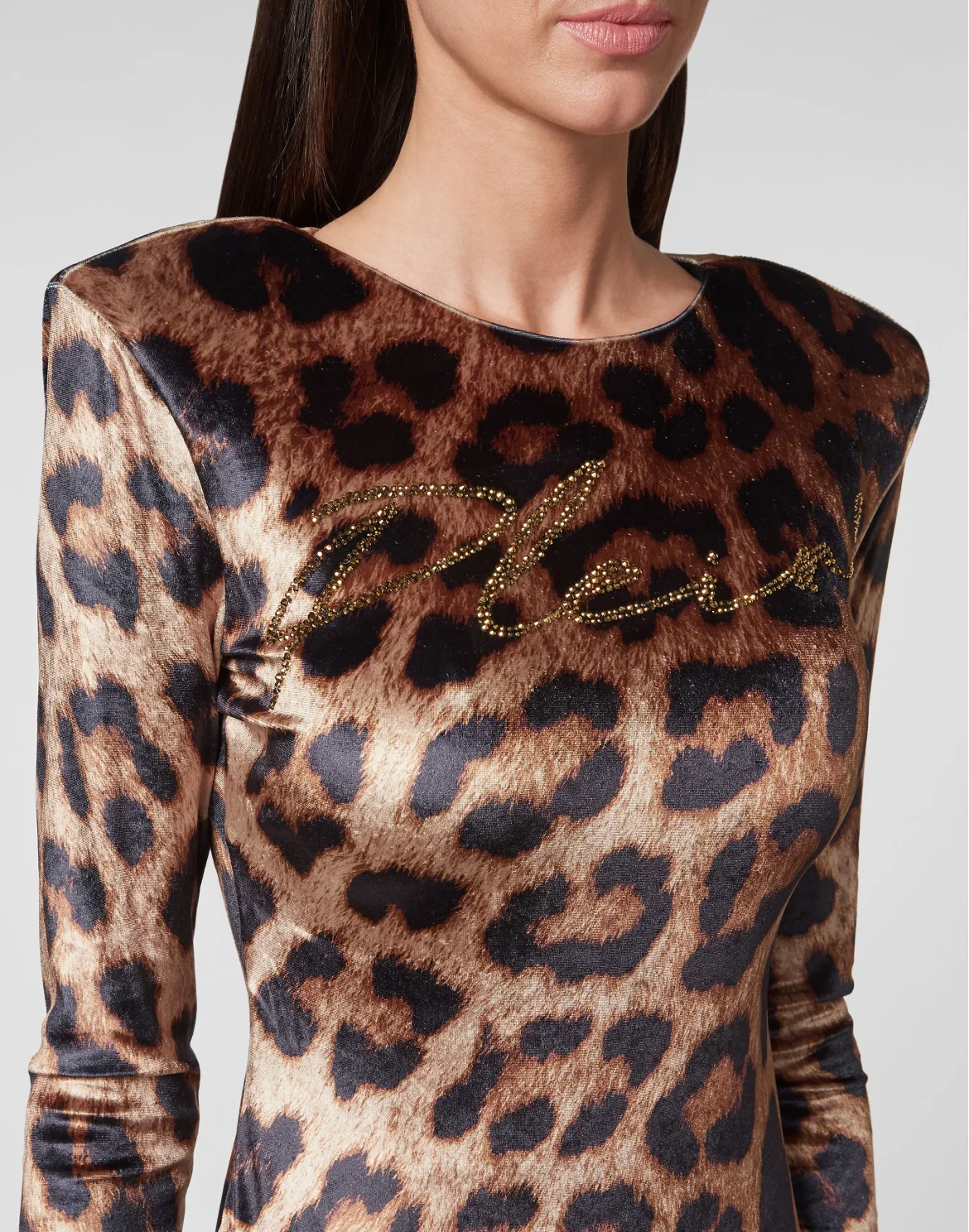 Velvet Short Dress LS Stones Leopard, цвет: Леопард