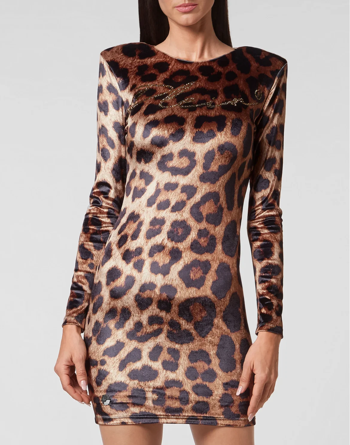 Velvet Short Dress LS Stones Leopard, цвет: Леопард