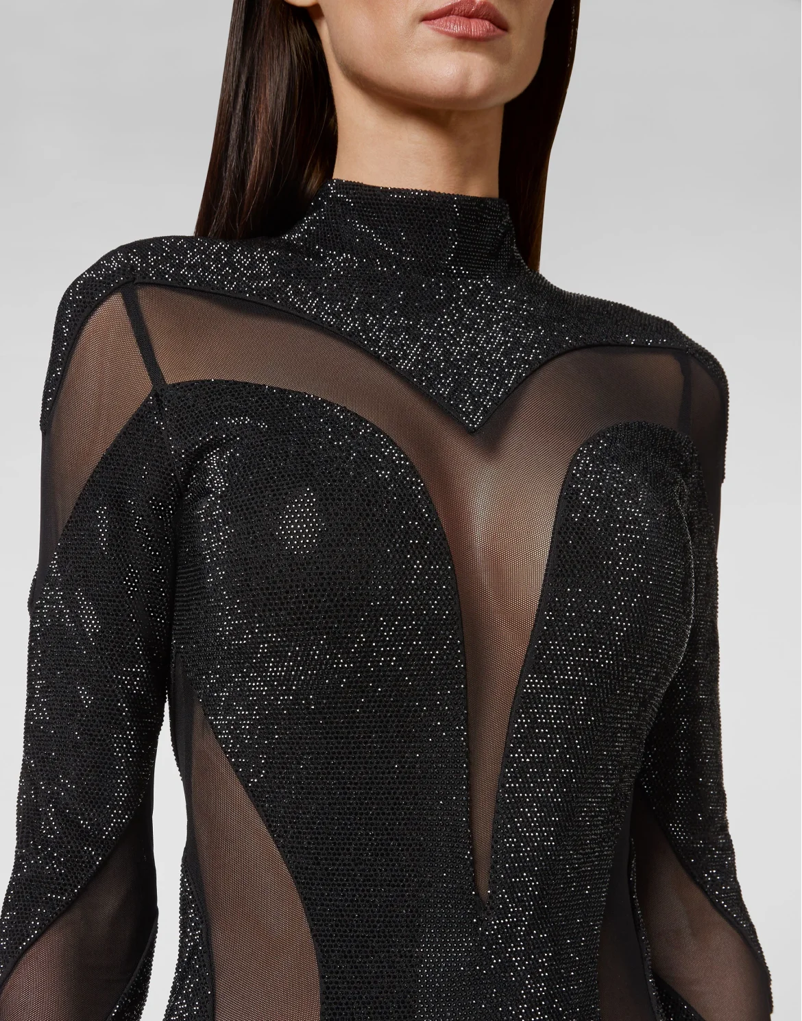 Mini Dress with Crystals, цвет: Черный