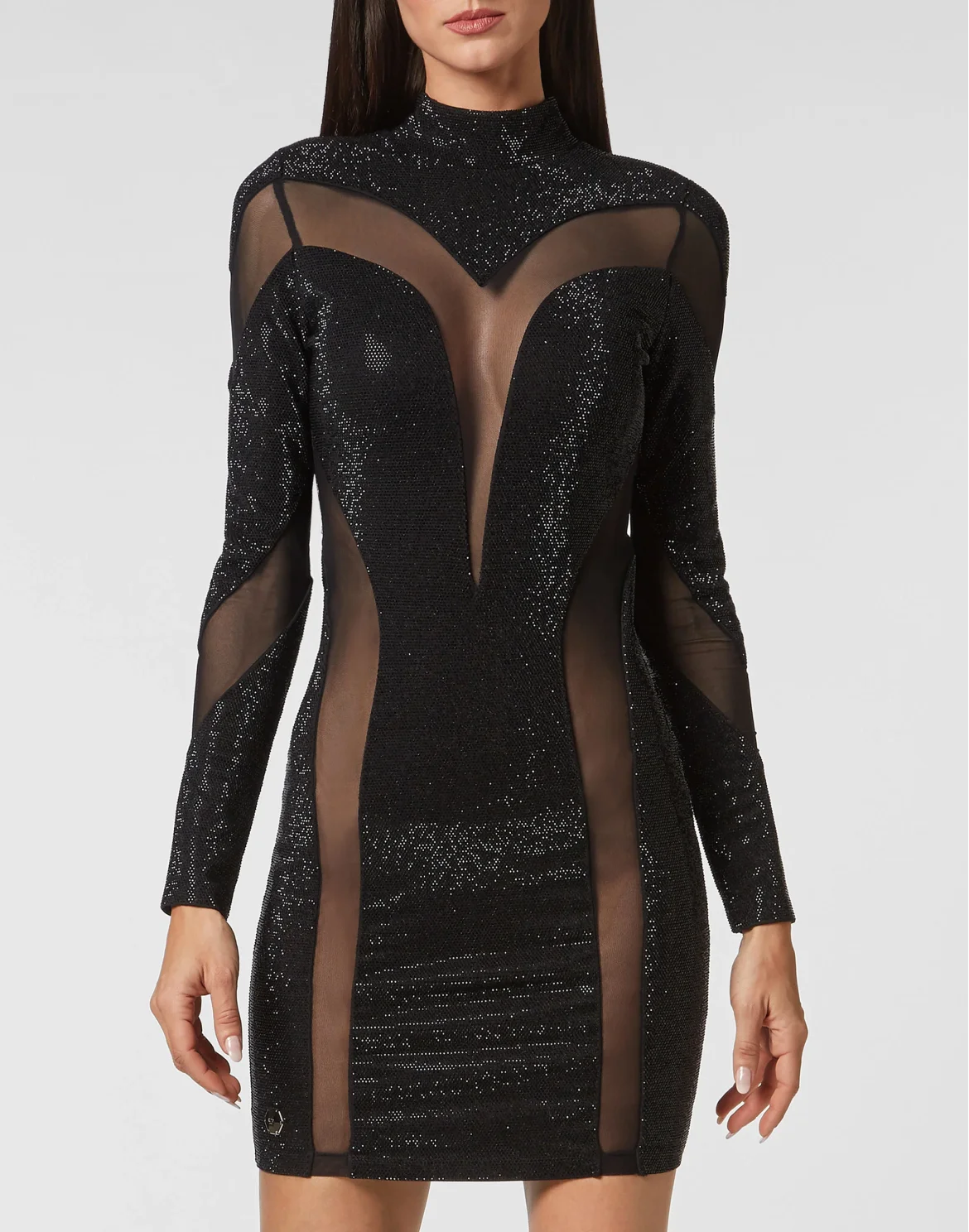 Mini Dress with Crystals, цвет: Черный