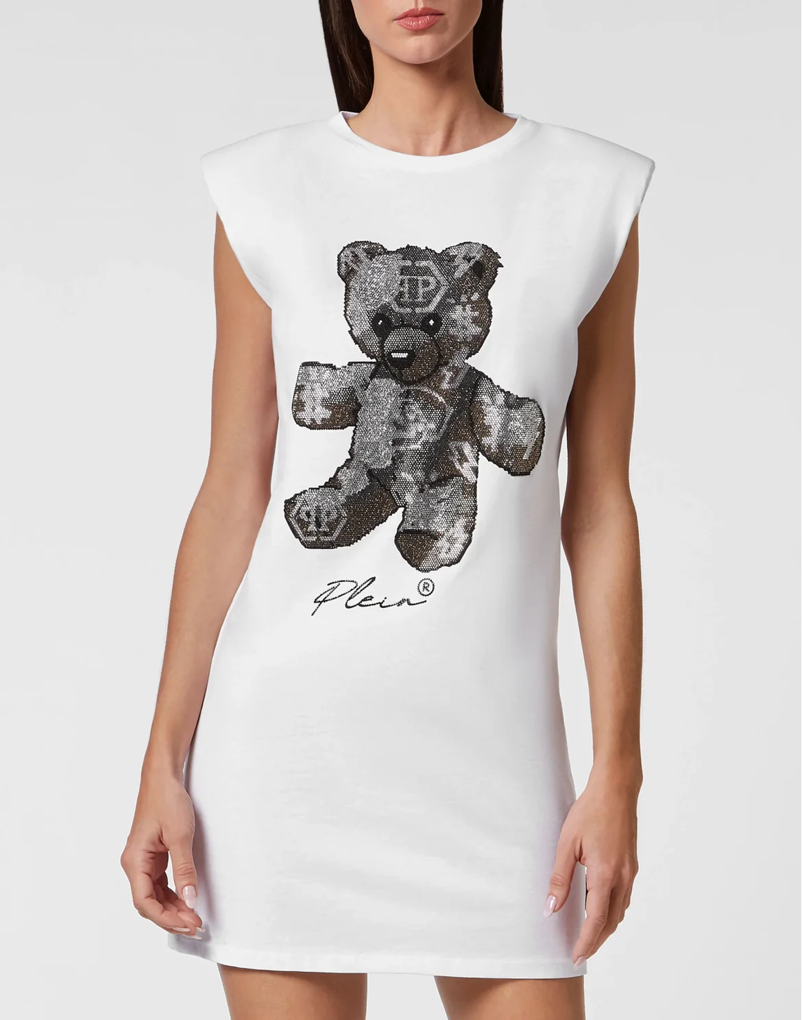 Sleeveless short dress Teddy Bear with Crystals, цвет: Белый