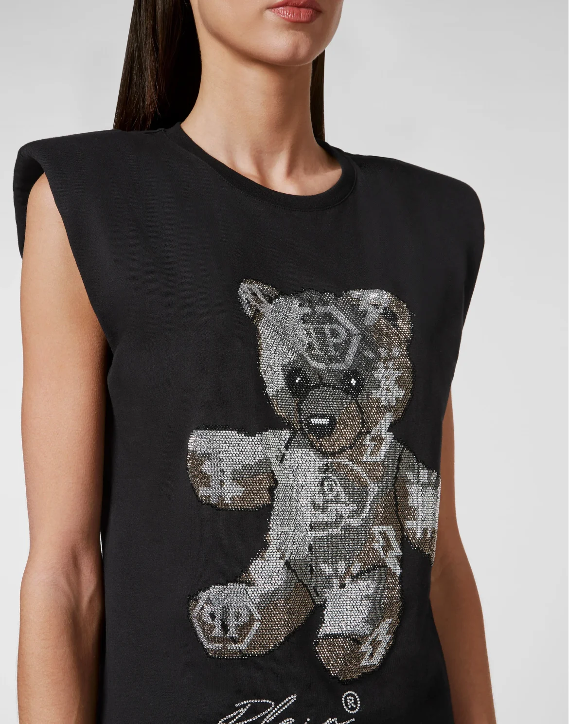 Sleeveless short dress Teddy Bear with Crystals, цвет: Черный