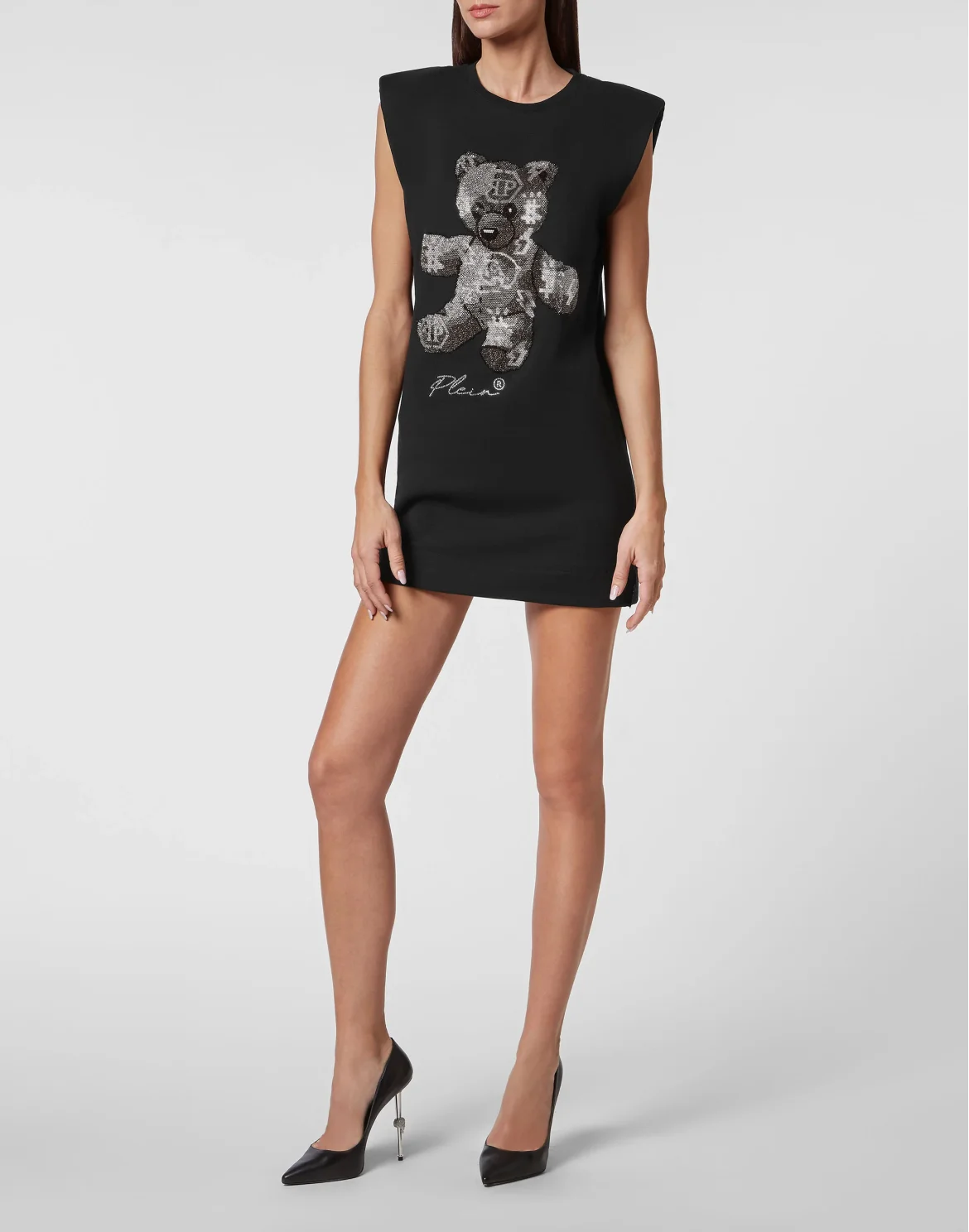 Sleeveless short dress Teddy Bear with Crystals, цвет: Черный