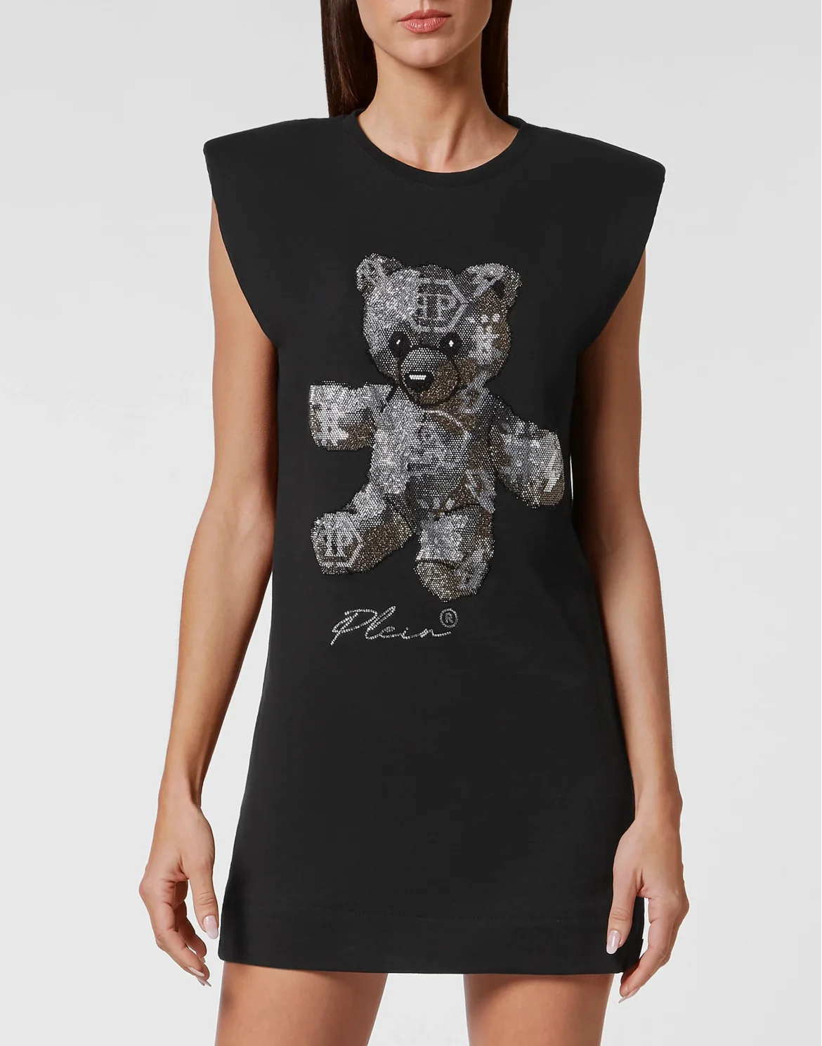Sleeveless short dress Teddy Bear with Crystals, цвет: Черный