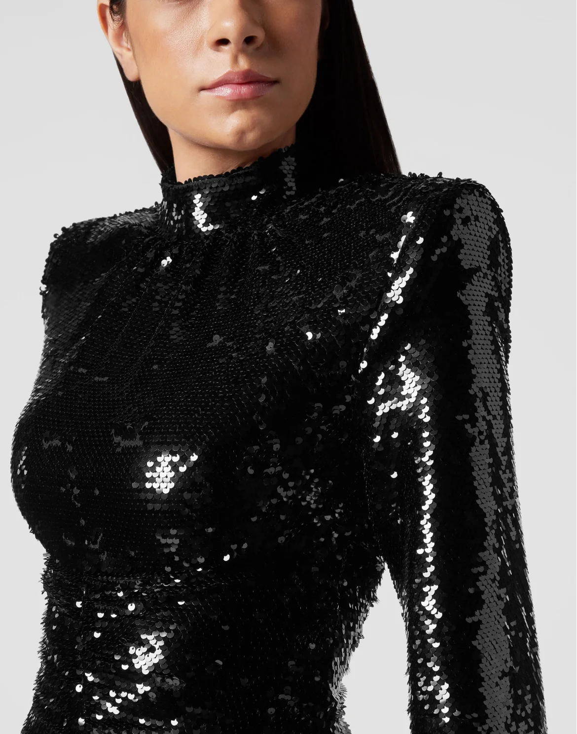 Midi Dress with Crystals, цвет: Черный