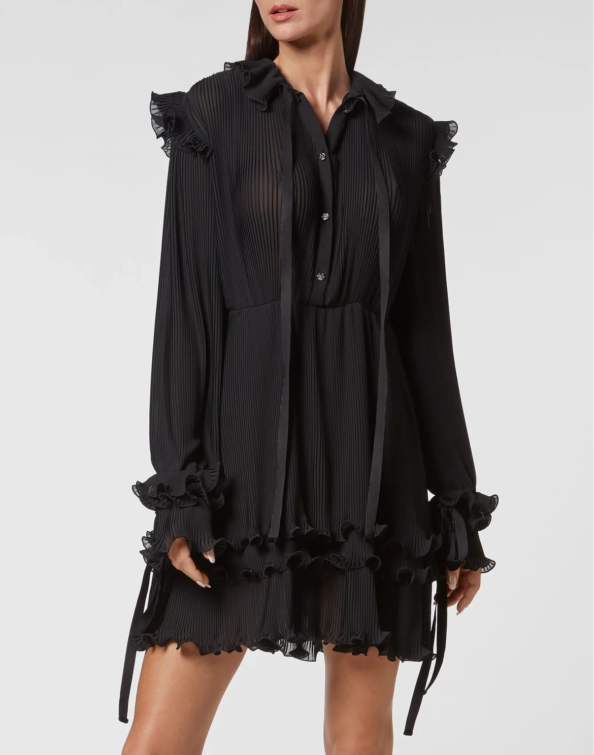Midi Dress Plisse, цвет: Черный