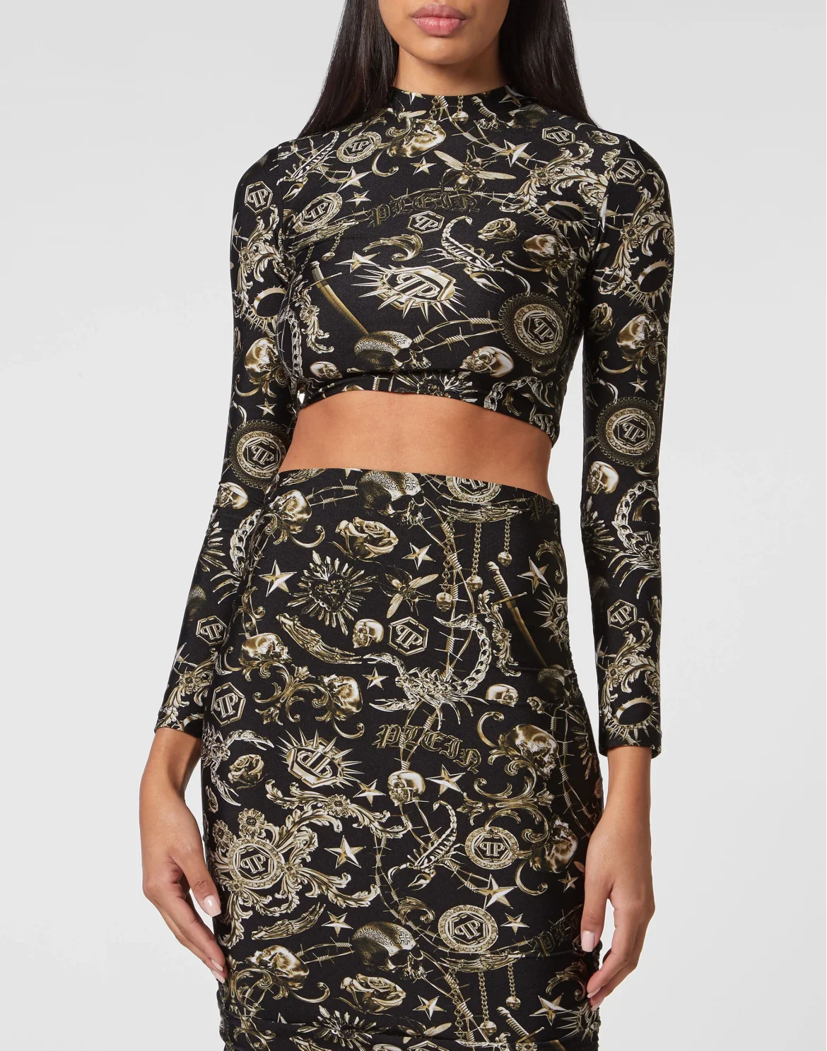 Long Sleeve Crop Top Scorpion, цвет: Мультиколор