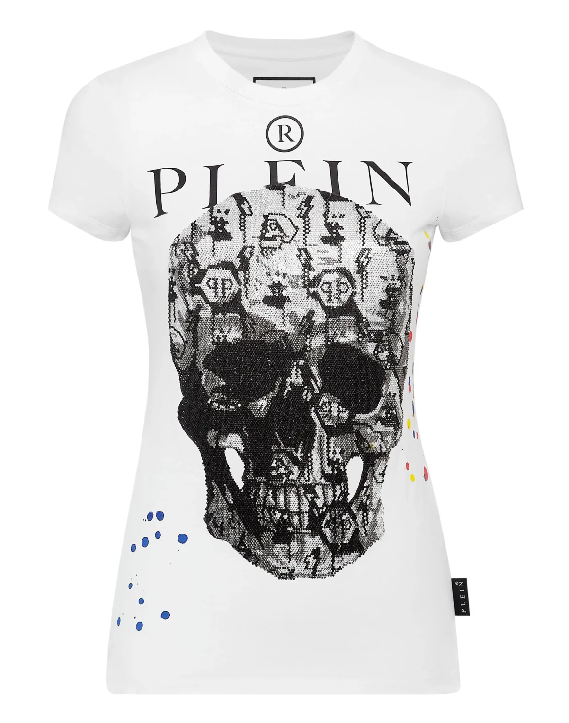 T-shirt Sexy Pure fit Skull and Plein with Crystals, цвет: Белый