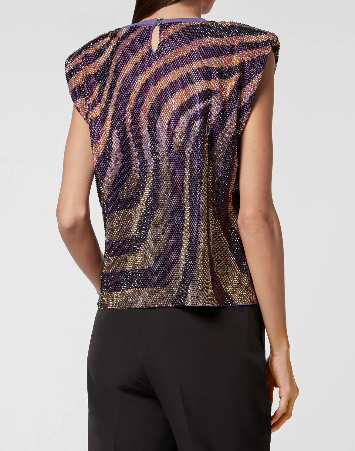 Sleeveless T-shirt with Crystals, цвет: Фиолетовый