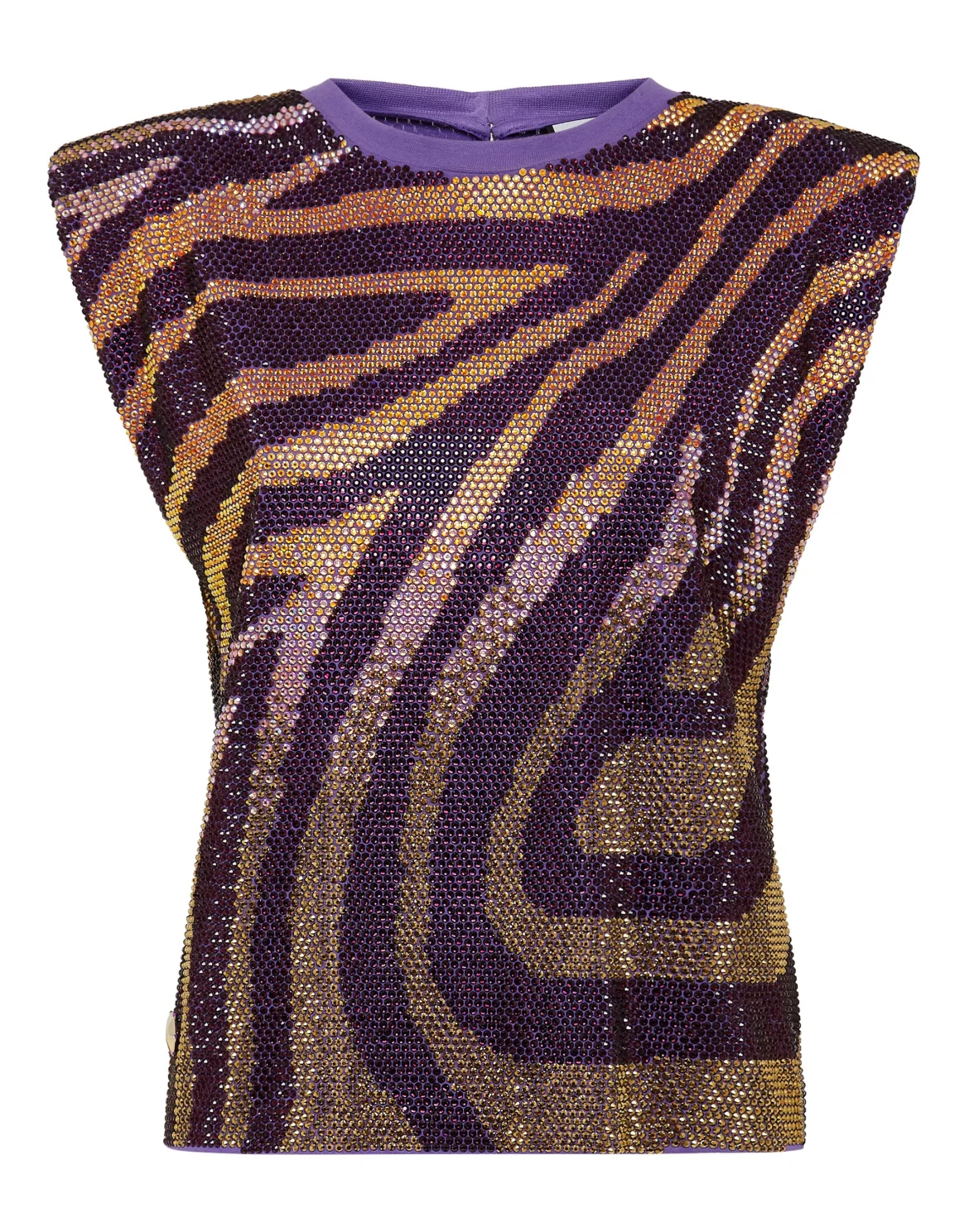 Sleeveless T-shirt with Crystals, цвет: Фиолетовый