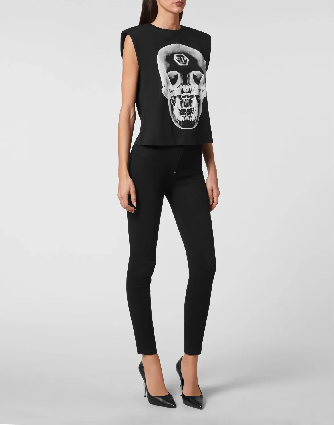 Sleeveless T-shirt Skull, цвет: Черный