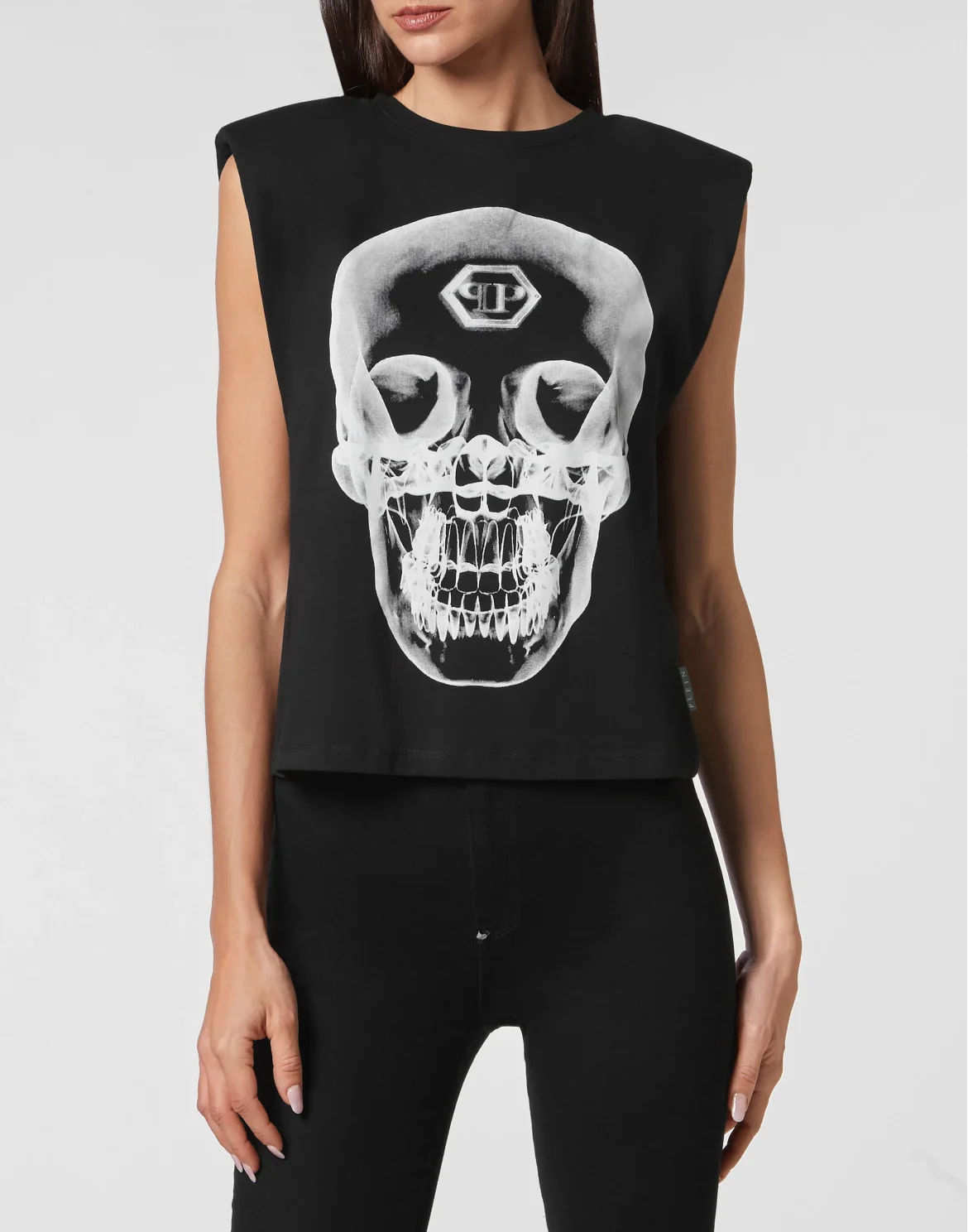 Sleeveless T-shirt Skull, цвет: Черный