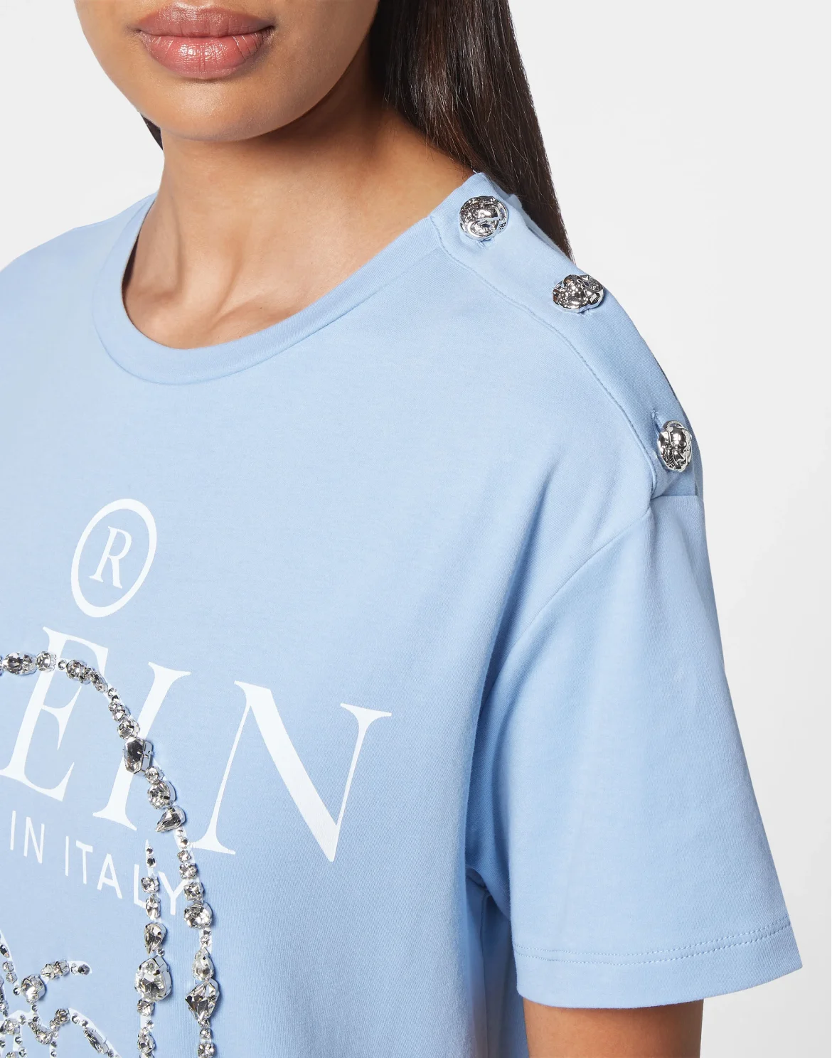 Tank Top Padded Shoulder with Crystals, цвет: Голубой