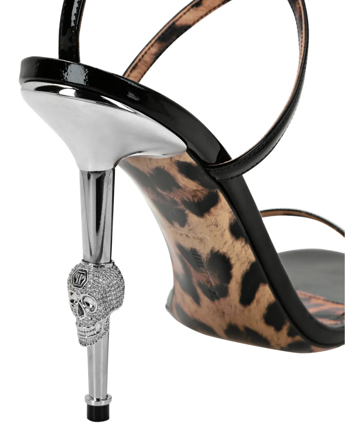 Skull Heel  Sandals, цвет: Черный