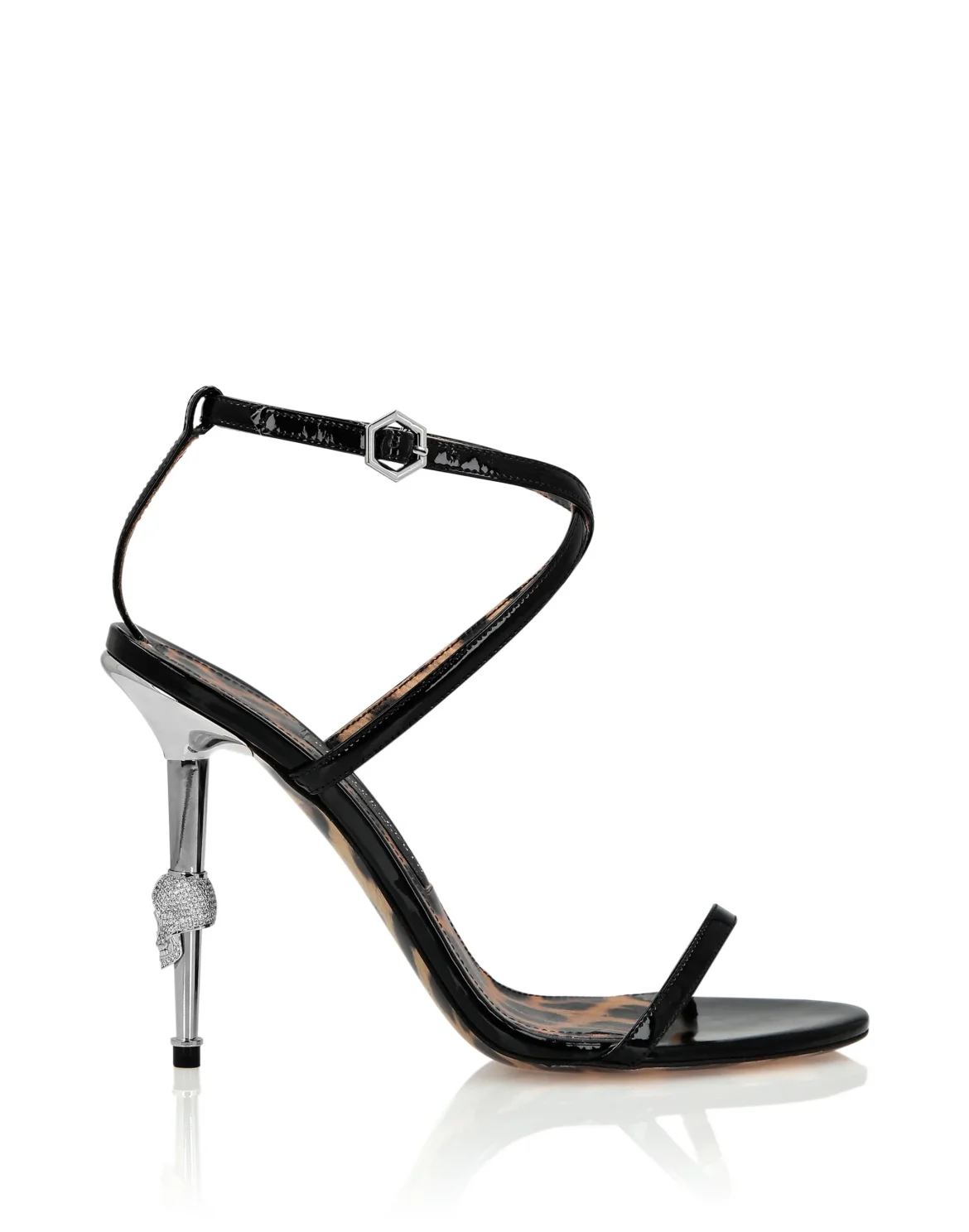 Skull Heel  Sandals, цвет: Черный
