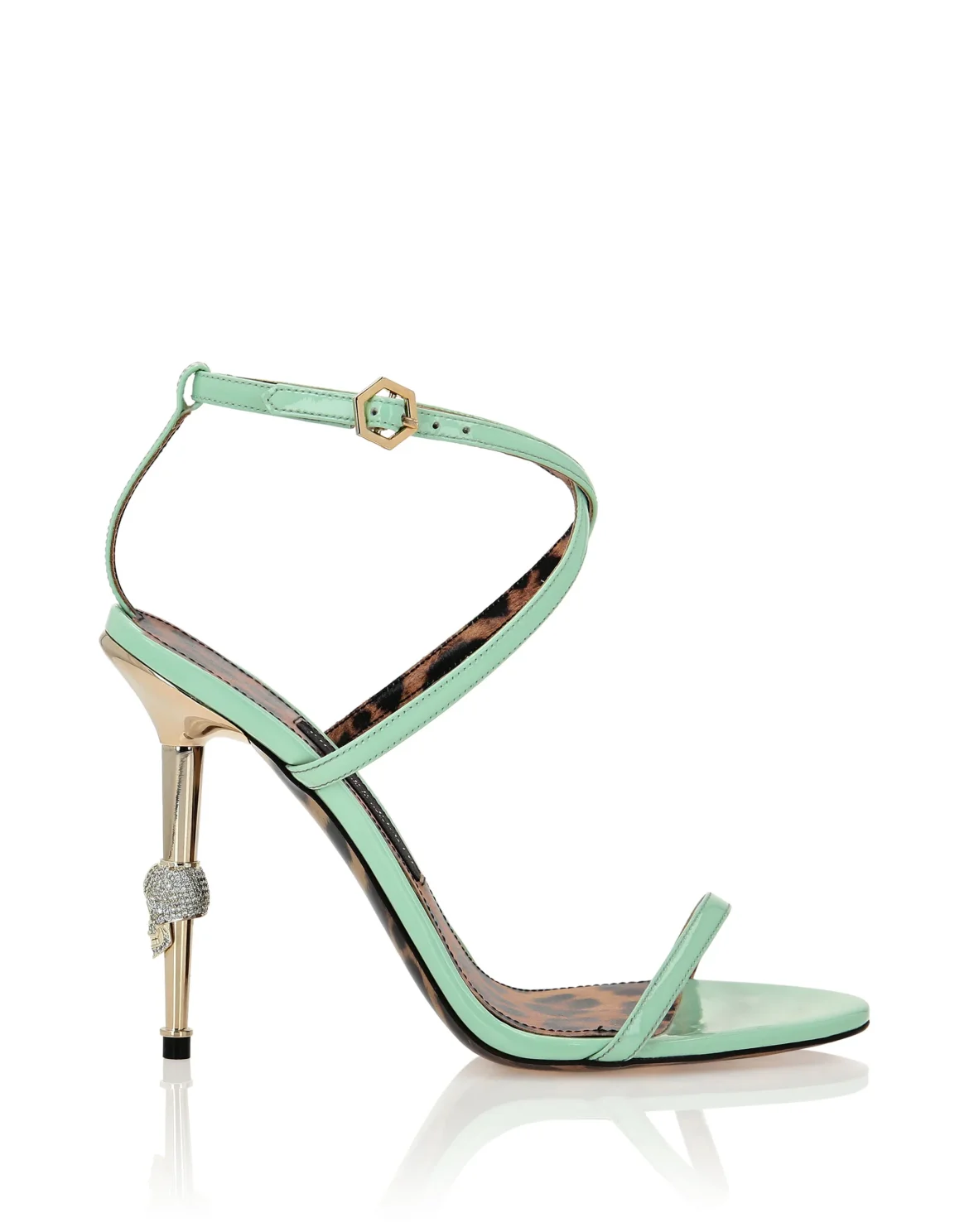 Skull Heel  Sandals, цвет: Бирюзовый