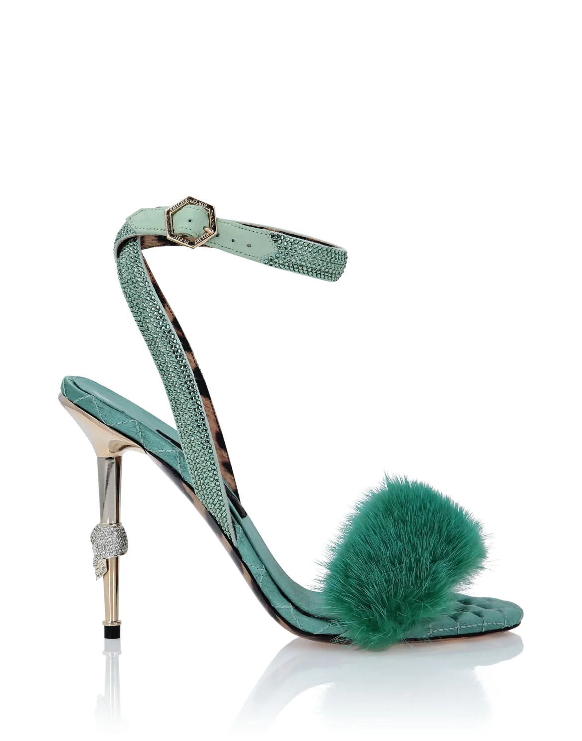 Sandals High Heels Crystal, цвет: Бирюзовый