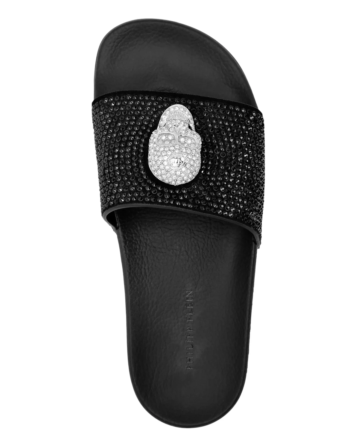 Sandals Flat Skull with Crystals, цвет: Черный