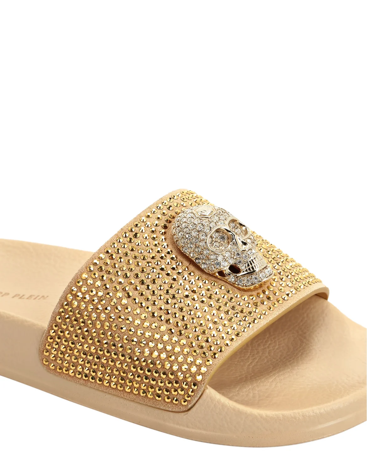 Sandals Flat Skull with Crystals, цвет: Бежевый