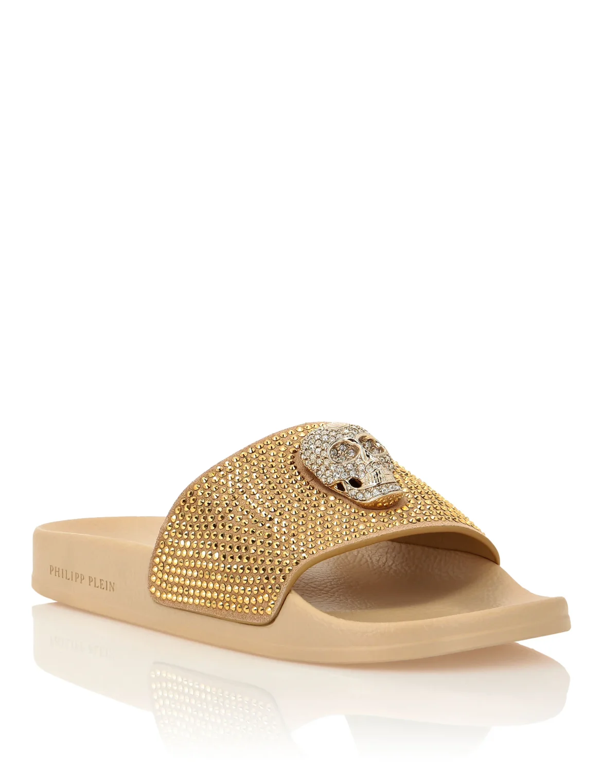 Sandals Flat Skull with Crystals, цвет: Бежевый