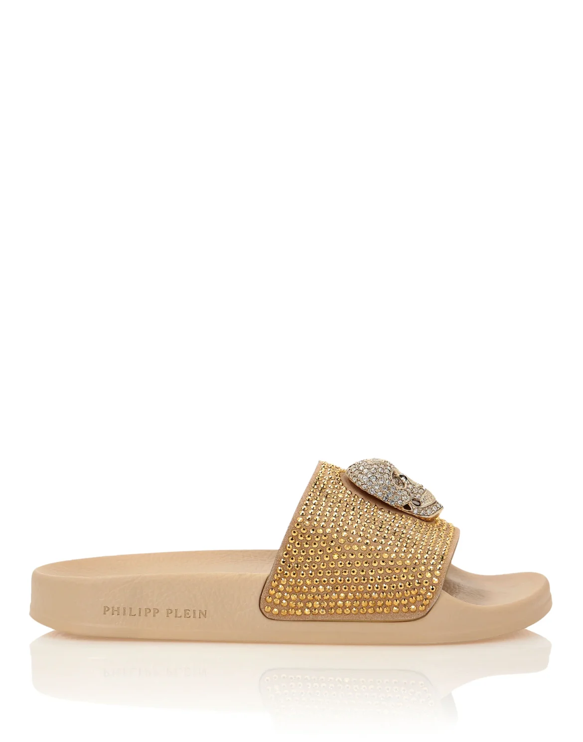 Sandals Flat Skull with Crystals, цвет: Бежевый