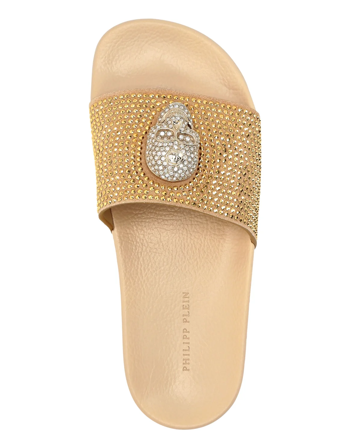 Sandals Flat Skull with Crystals, цвет: Бежевый