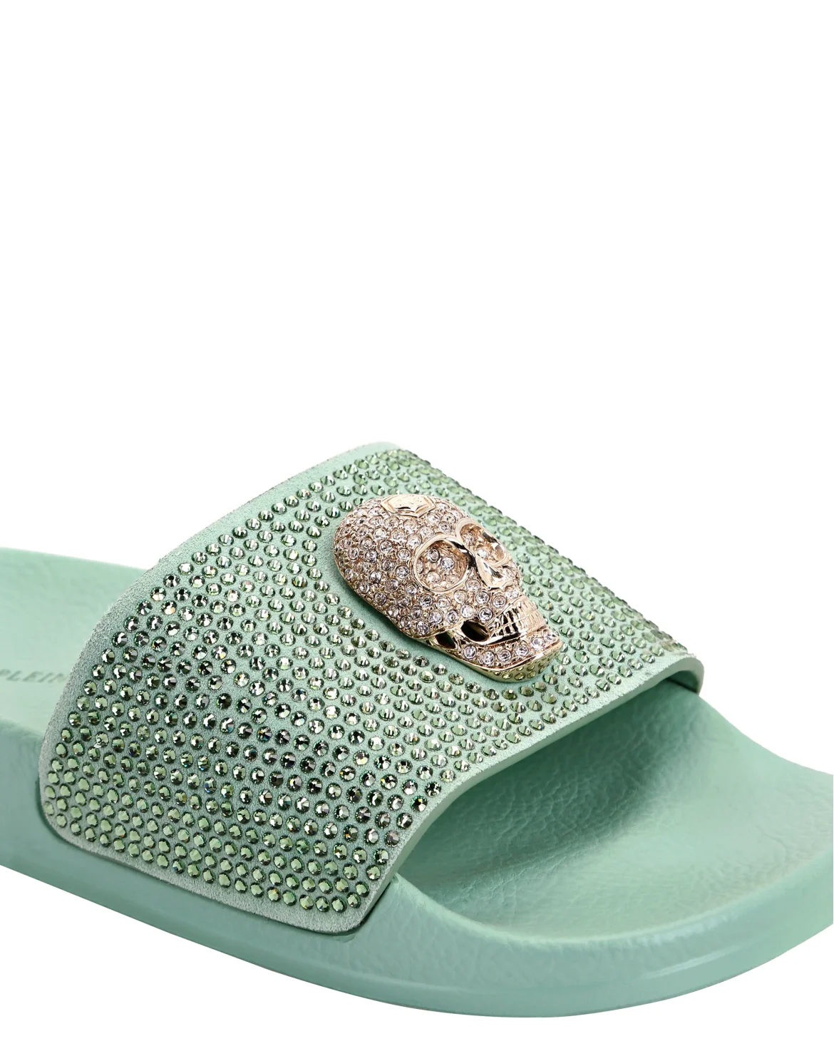 Sandals Flat Skull with Crystals, цвет: Бирюзовый