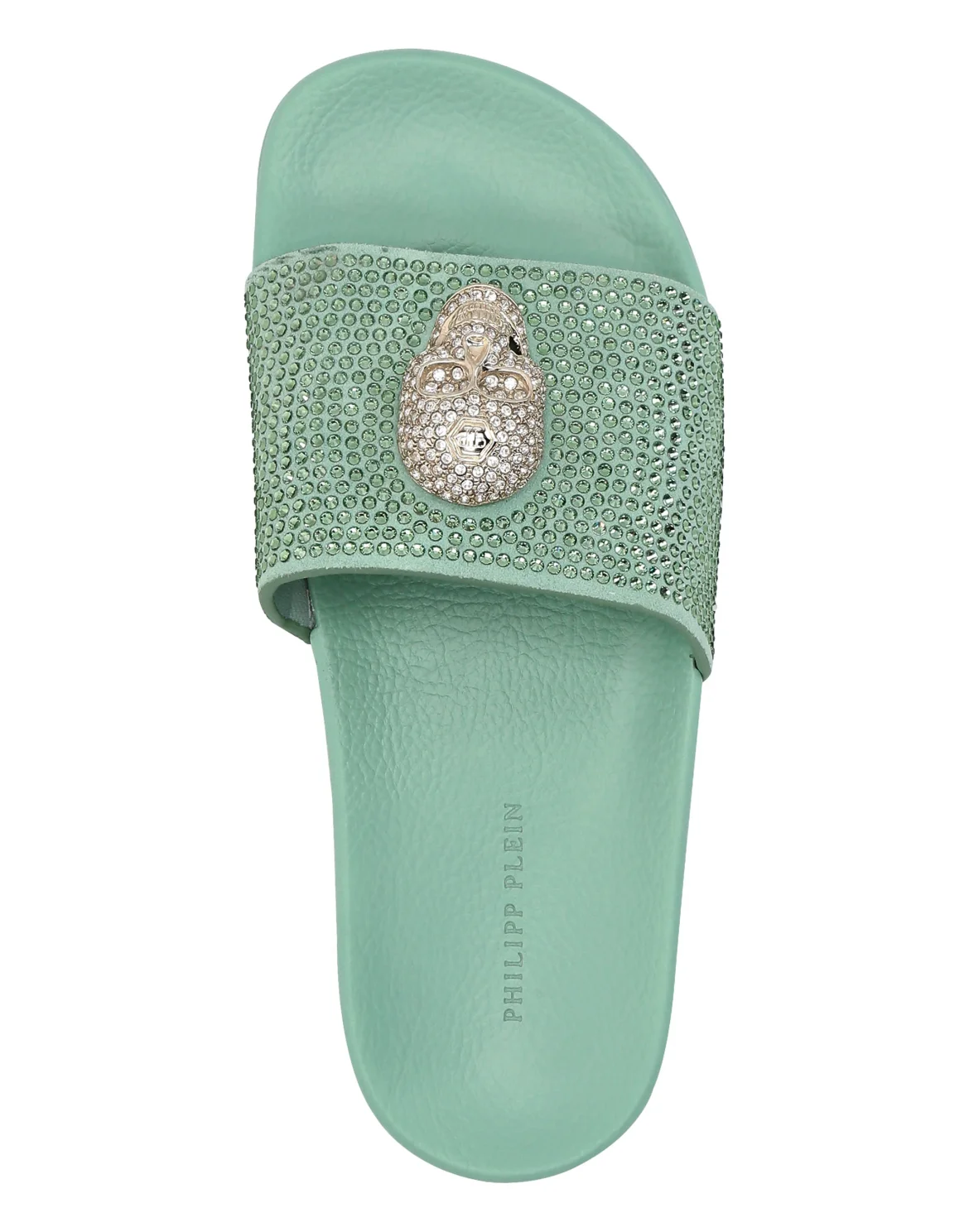 Sandals Flat Skull with Crystals, цвет: Бирюзовый