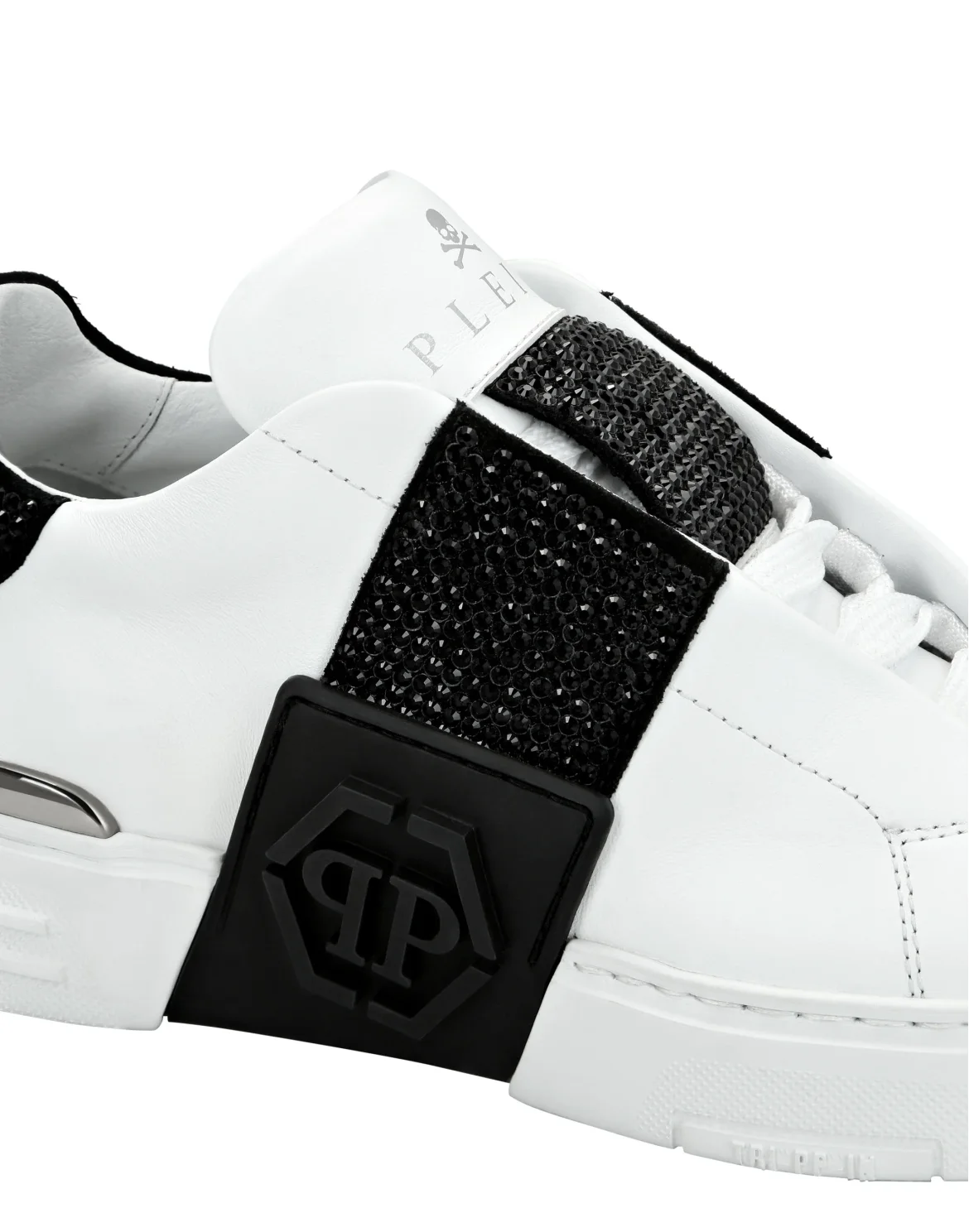 LO-TOP SNEAKERS PHANTOM KICK$ LEATHER HEXAGON WITH Crystals, цвет: Черный