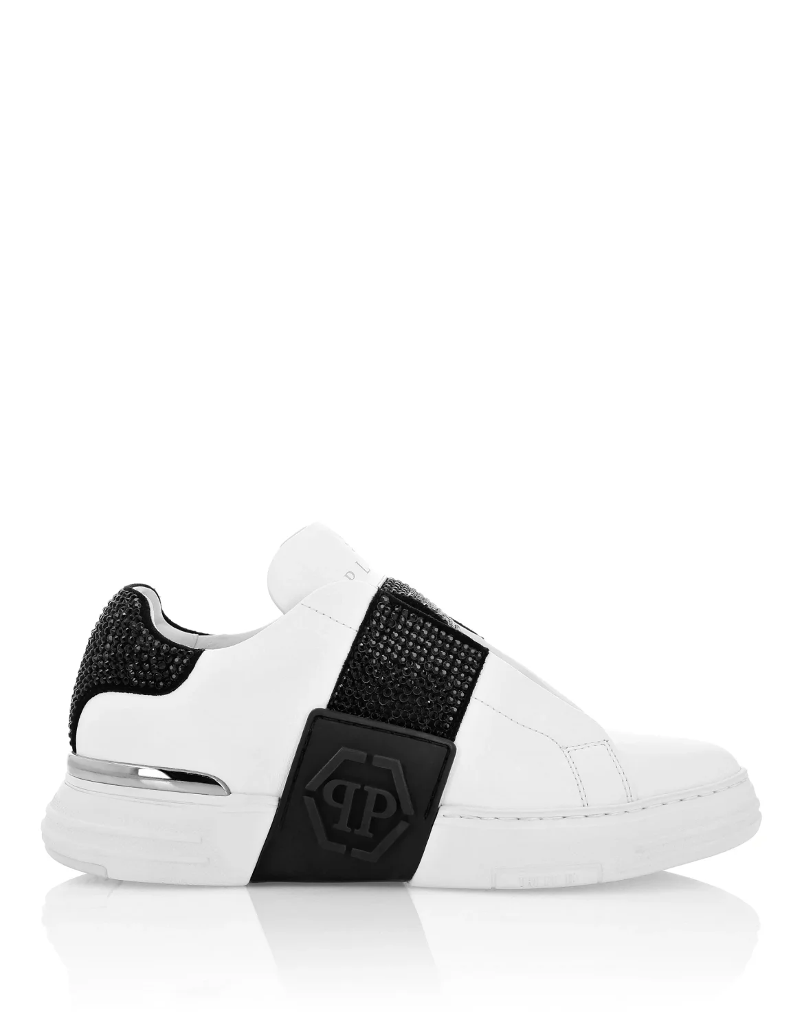 LO-TOP SNEAKERS PHANTOM KICK$ LEATHER HEXAGON WITH Crystals, цвет: Черный