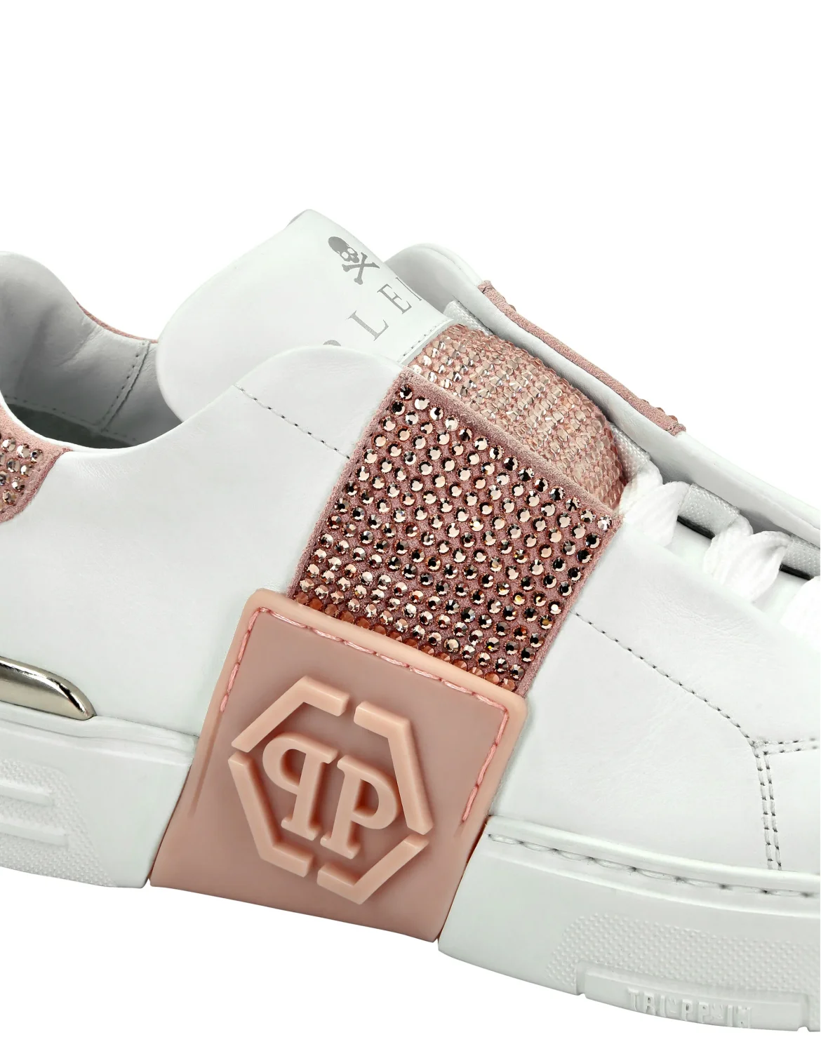 LO-TOP SNEAKERS PHANTOM KICK$ LEATHER HEXAGON WITH Crystals, цвет: Розовый