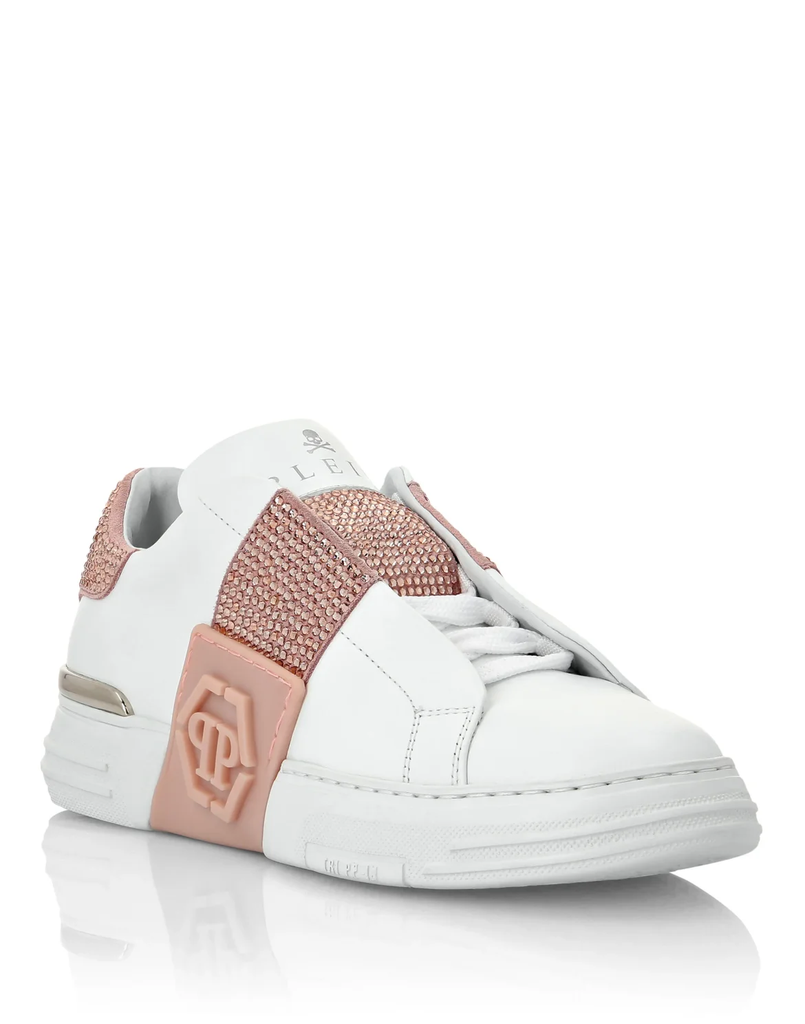 LO-TOP SNEAKERS PHANTOM KICK$ LEATHER HEXAGON WITH Crystals, цвет: Розовый