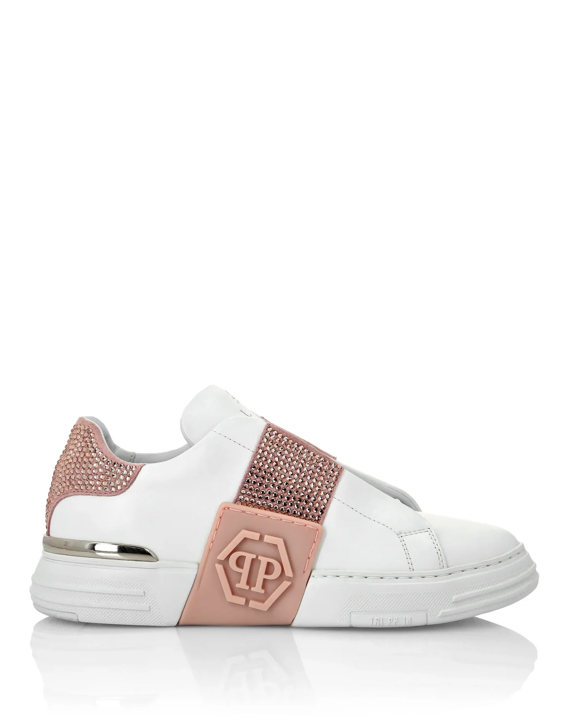 LO-TOP SNEAKERS PHANTOM KICK$ LEATHER HEXAGON WITH Crystals, цвет: Розовый