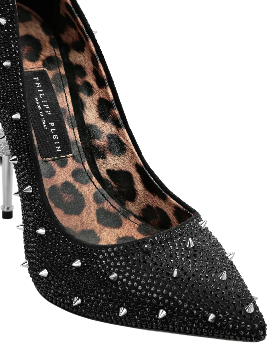 Skull Heel Crystal & Stud Pumps, цвет: Черный