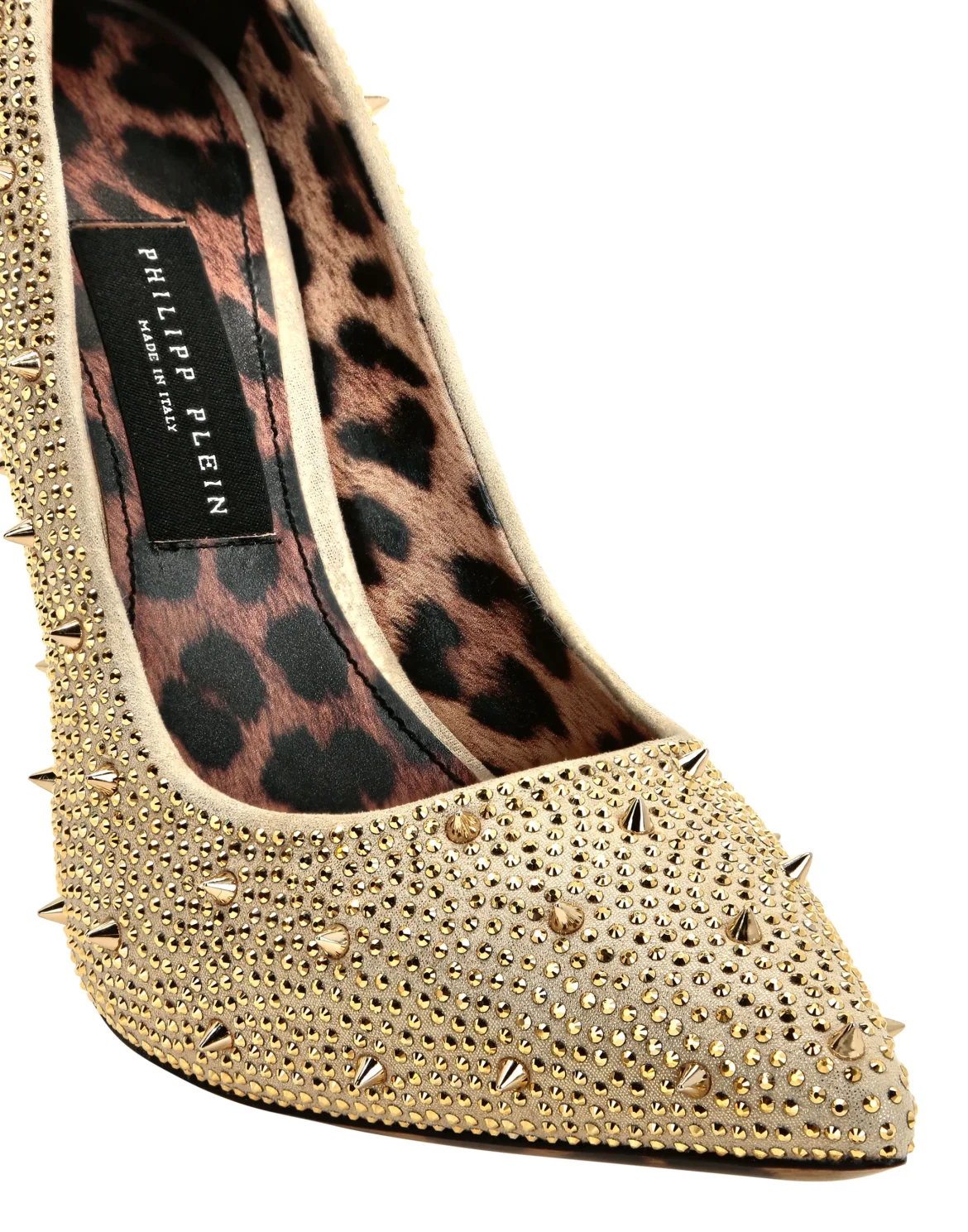 Skull Heel Crystal & Stud Pumps, цвет: Золотой