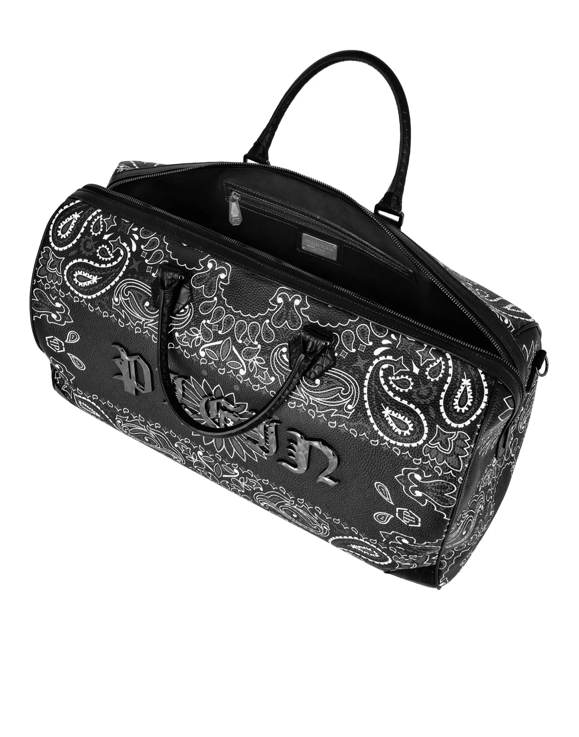 Leather Handle Bag Paisley Gothic Plein, цвет: Черный