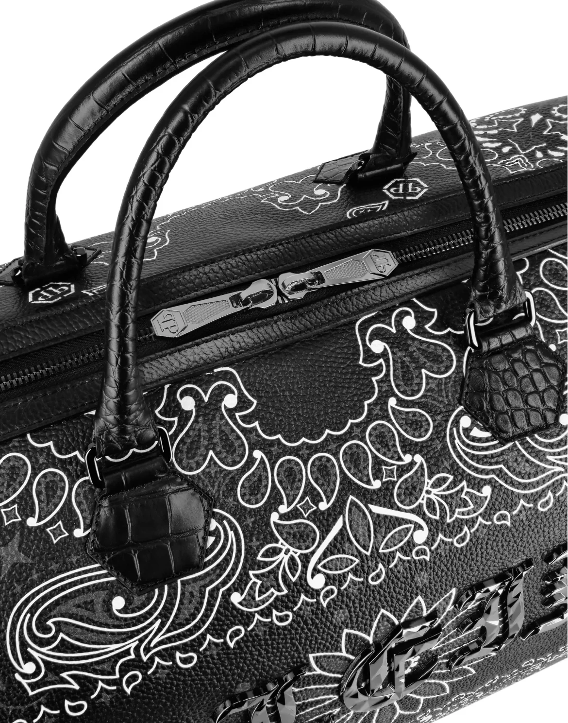Leather Handle Bag Paisley Gothic Plein, цвет: Черный