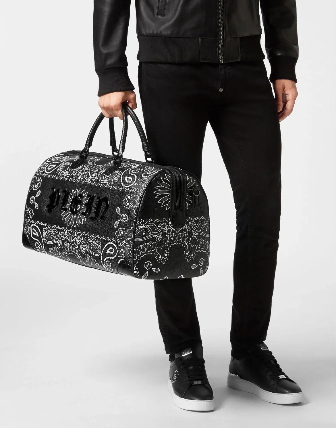 Leather Handle Bag Paisley Gothic Plein, цвет: Черный