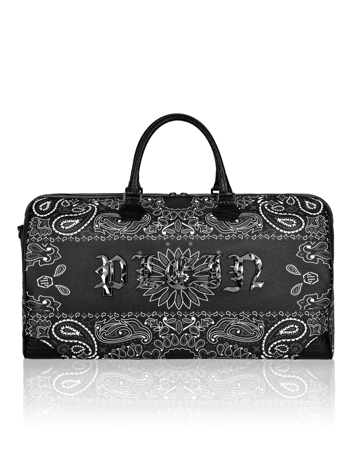 Leather Handle Bag Paisley Gothic Plein, цвет: Черный