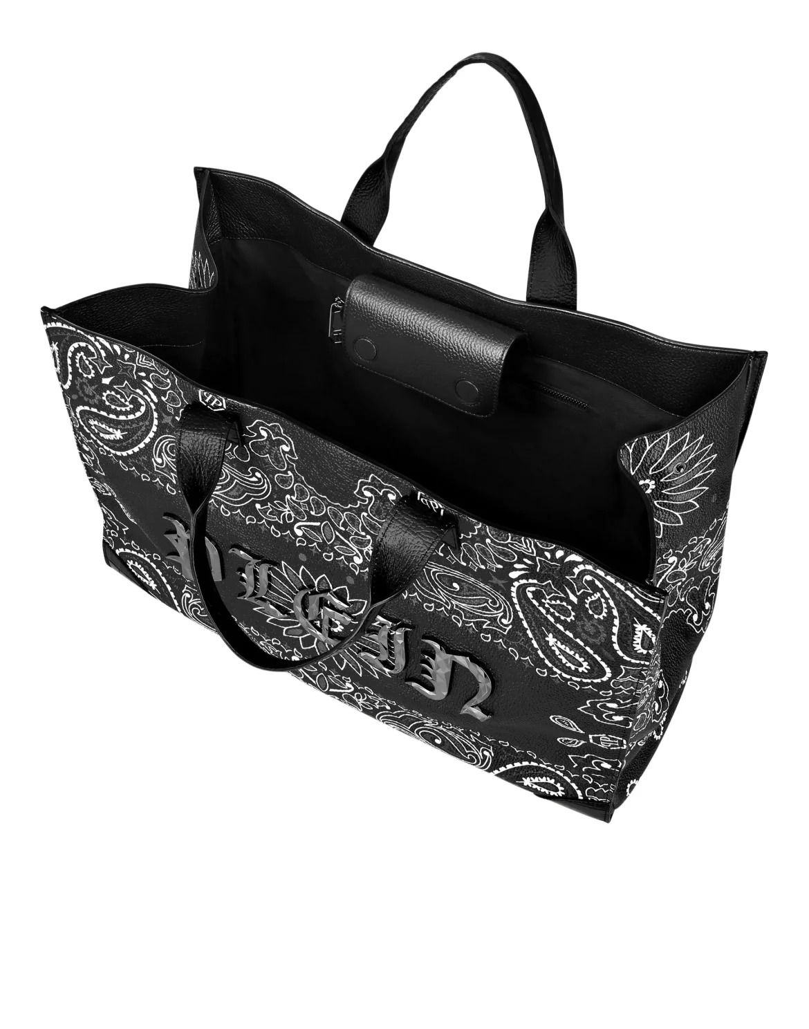 Leather Handle Bag Paisley Gothic Plein, цвет: Черный